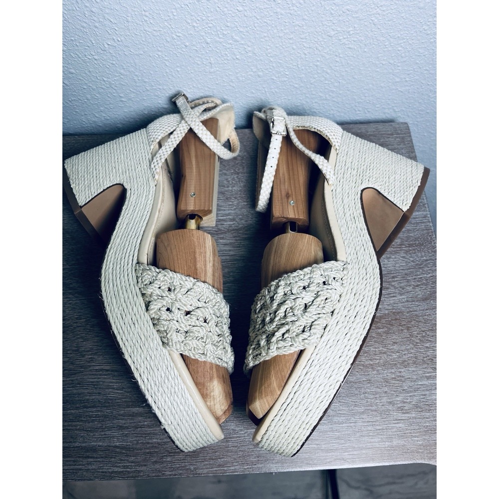 Vince Camuto Sandals Size 10 Platform Espadrille Natural Beige Tan Woven